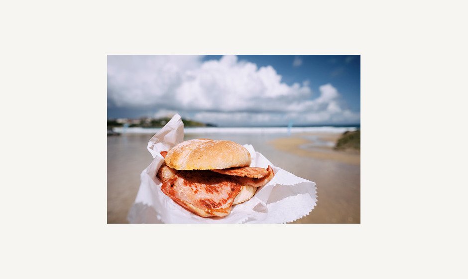 Bacon roll on beach 