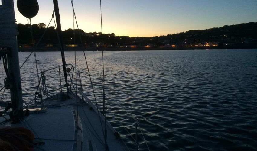 At anchor in Lyme Bay 