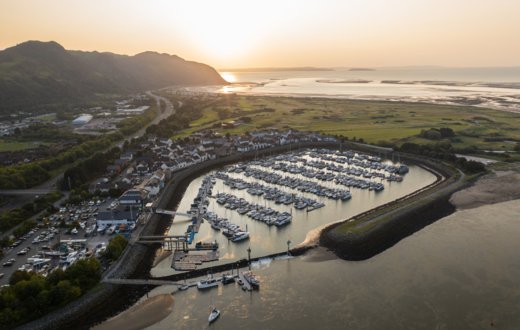 Conwy gate up sunset aerial 